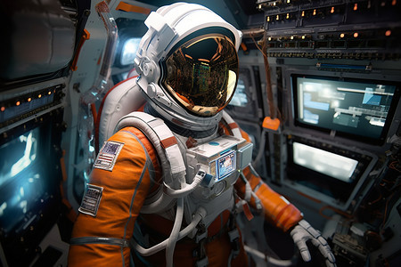 宇航员在太空舱中图片