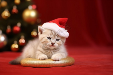 圣诞节礼物的小猫咪图片