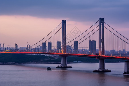 江面上建造的桥梁背景图片