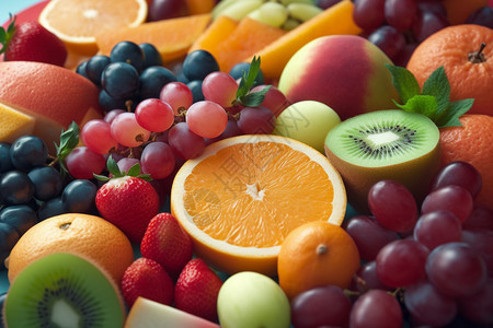 多彩的夏季水果背景图片
