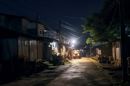 夜间明亮的街道图片