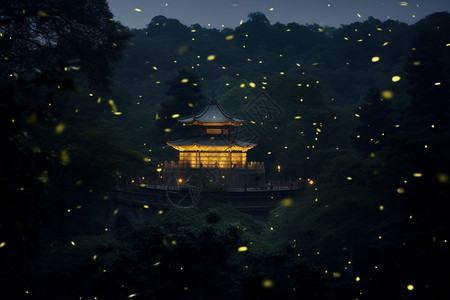 灵谷寺自然的萤火虫风景图片