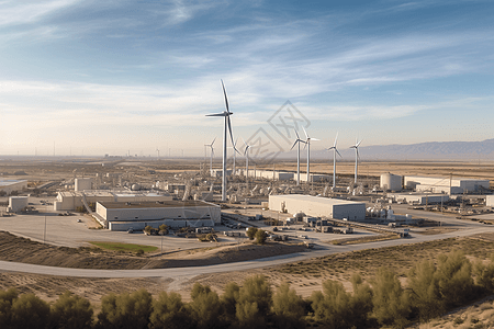 风力发电的大型工厂背景图片