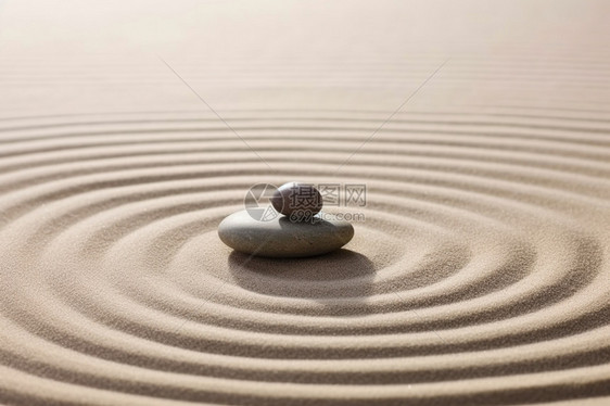 沙中禅宗石头的特写视图图片