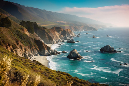 著名海岸线的自然景观图片