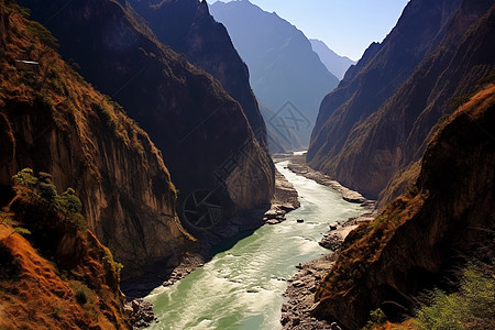 美丽的虎跳峡风景区背景图片