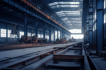 钢铁厂有很多钢材高清图片