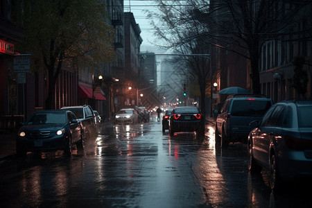 雨水回收雨天的城市背景