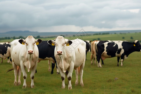 牧场上的一群奶牛图片