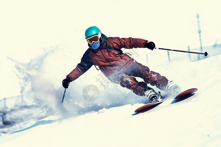 正在滑雪的帅气运动员图片