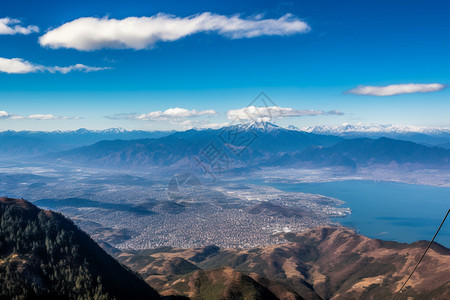 俯瞰云南苍山洱海背景图片