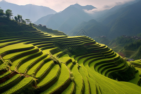 乡村龙岭梯田风景图片