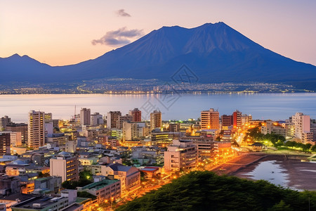 夕阳下的日本鹿儿岛图片