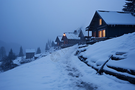 被大雪覆盖的村庄图片