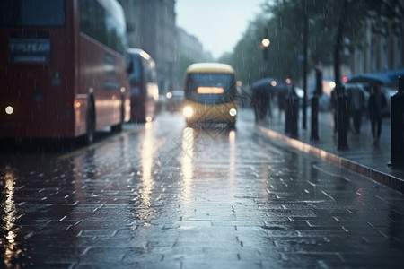 城市雨水城市的暴雨街道背景