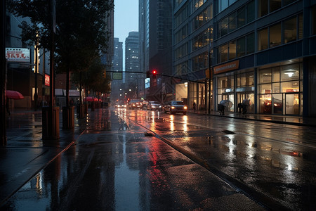 城市中的下雨建筑图片