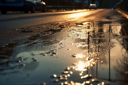 雨后的雨水水坑图片