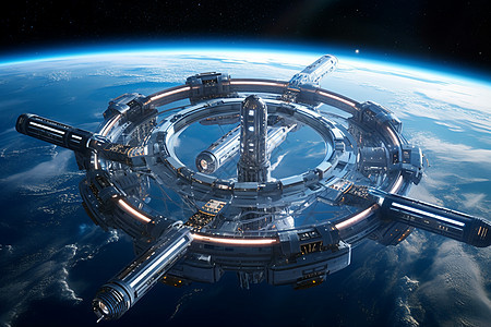 沉浸在太空旅行的未来空间站图片