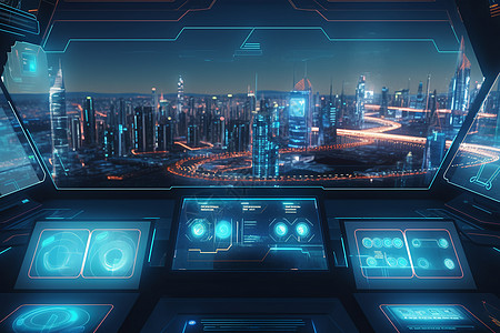 智能城市管理的虚拟控制面板图片