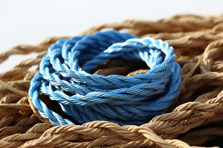 尼龙绳子蓝色捆绑图片素材