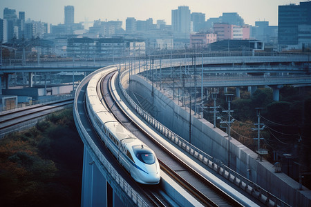 高铁动图城市中行驶的高铁背景