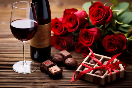 情人节的巧克力和玫瑰图片