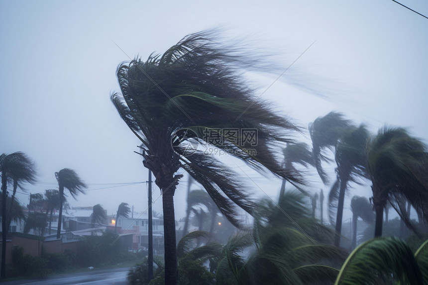 大风中的椰树图片