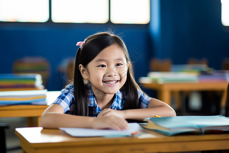 学校里的小女孩背景图片