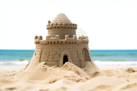 孩子建造的沙滩城堡背景图片