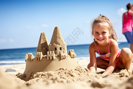 沙子堆砌的城堡图片