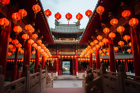 东方中国新年建筑灯笼装饰图片