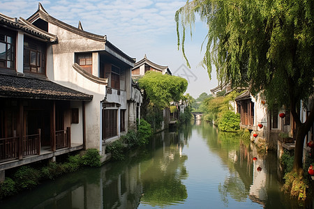 水乡古镇背景图片