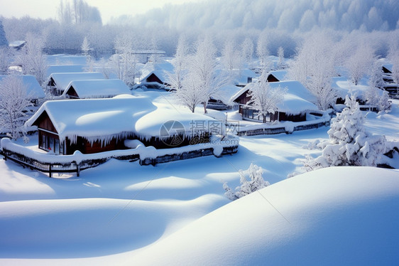 户外村庄雪乡图片