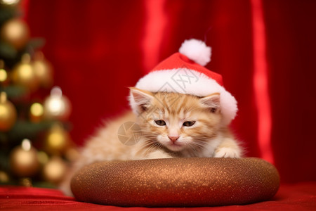 小猫过圣诞节背景图片