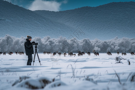 凄凉的雪地背景图片