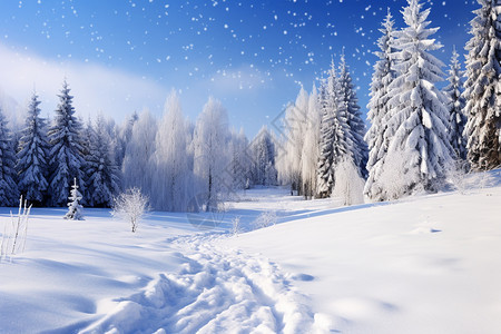 冬季森林的美丽景观图片