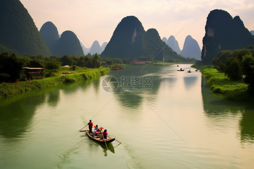 夏季阳朔玉龙江的景观图片