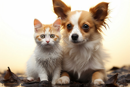 小猫和小狗的友谊图片