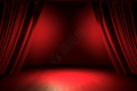 舞台剧院舞台上的红色幕布设计图片
