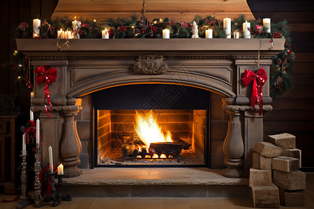 室内家居圣诞节装饰火焰高清图片素材