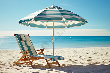 舒适沙滩上的沙滩椅图片
