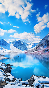 蓝天雪山的美景图片