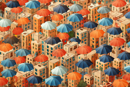 不同颜色的雨伞图片