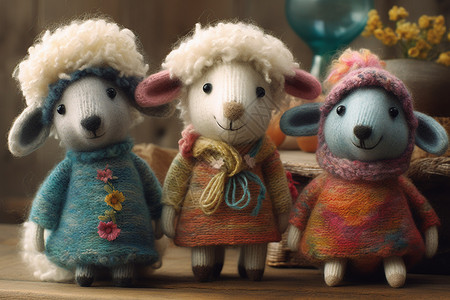 可爱的羊毛玩偶图片