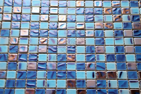 马赛克陶瓷蓝色的马赛克瓷砖的游泳池高清图片