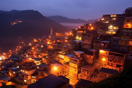 小镇的夜景图片
