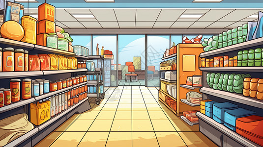 琳琅满目的超市货架图片