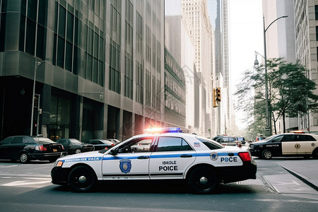 城市街道的警车高清图片