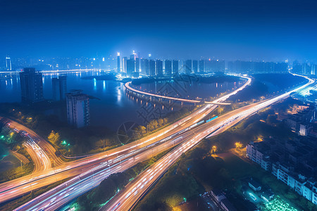 城市轻轨夜景图片