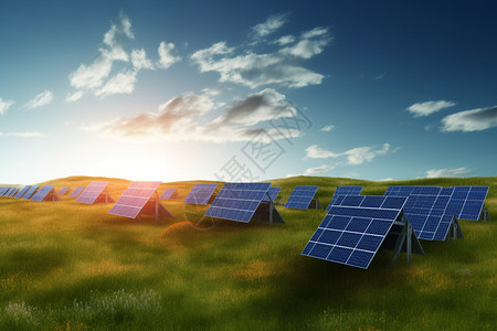 大草原上的太阳能电池板图片